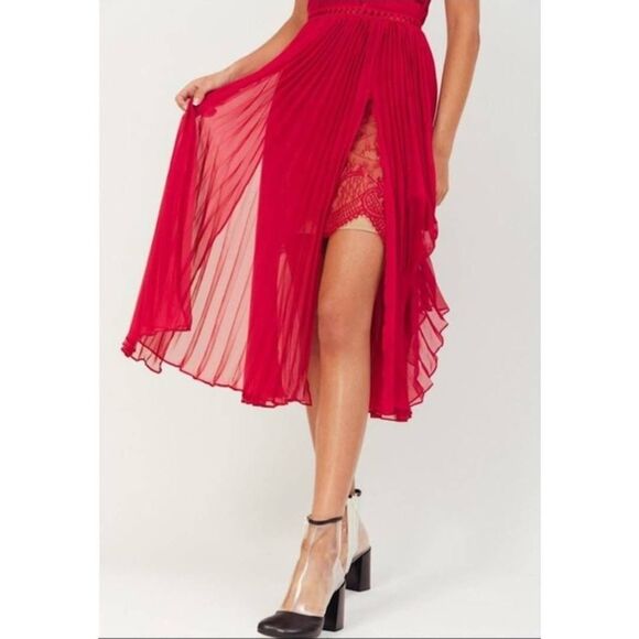 Self-Portrait Pleated Chiffon Cocktail Dress ASO Dynasty - Picture 5 of 11